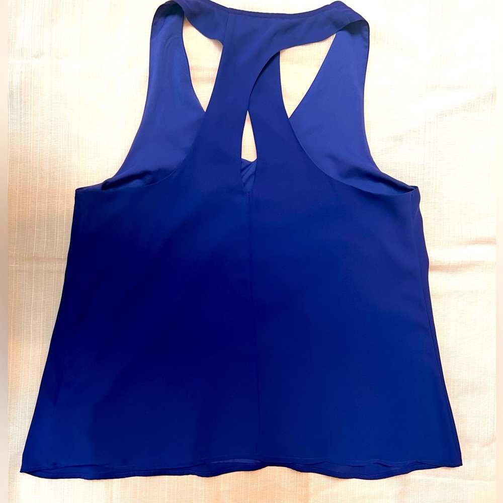 Cobalt blue, satin, work tank. Criss, cross back. Great work top.